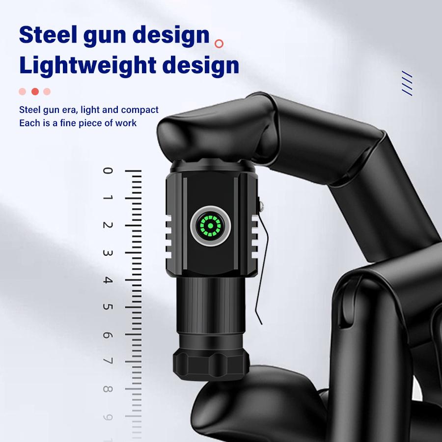 2000LM Powerful Portable Mini LED Flashlight 3LED Ultra Strong Light 18350 Battery USB C Rechargeable With Magnet Torch