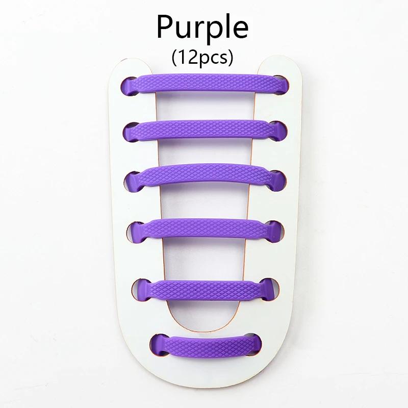 12Pcs/Set Elastic Silicone Shoelaces Practical Fashionable for Men Women Lazy Hammer Type Shoe Laces Sneakers No Tie Shoelaces