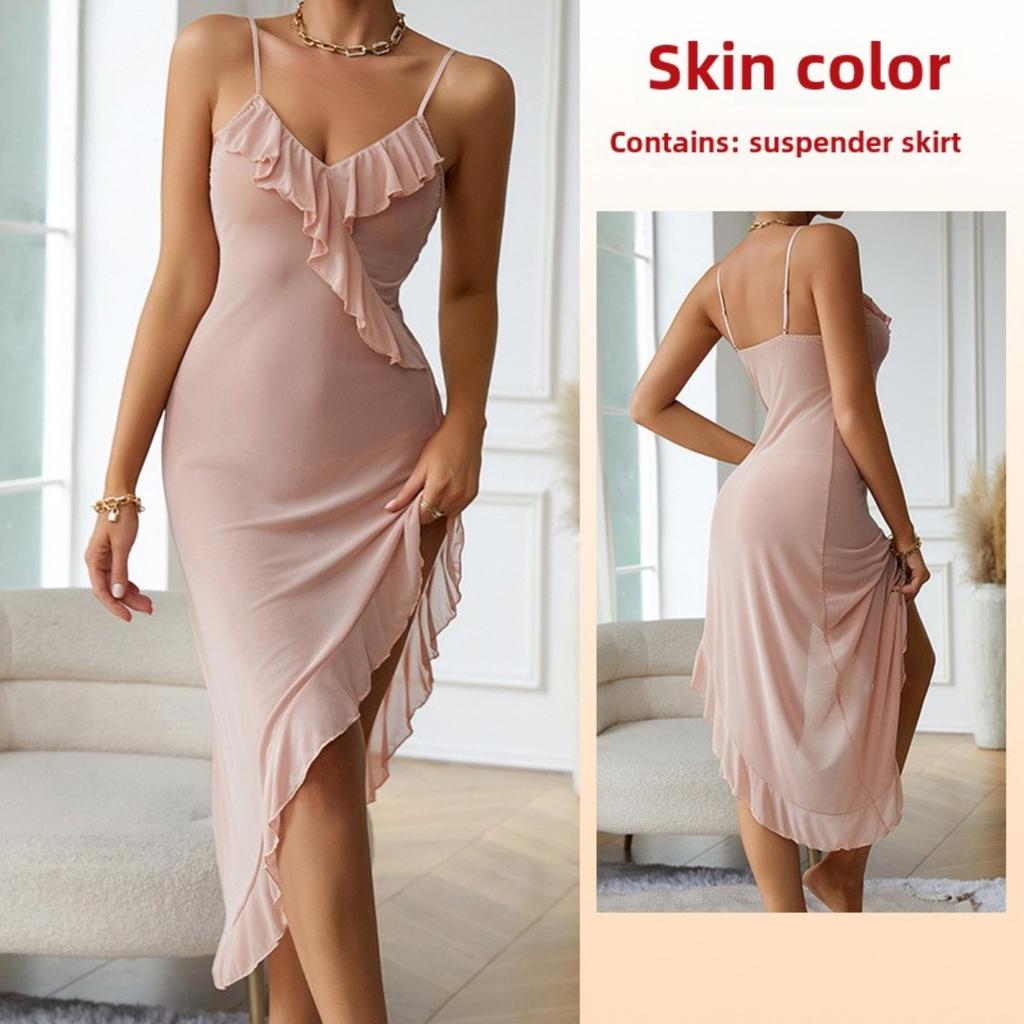 Sexy Mesh See-through Pajamas Sexy Underwear Suspenders Nightgowns Loungewear
