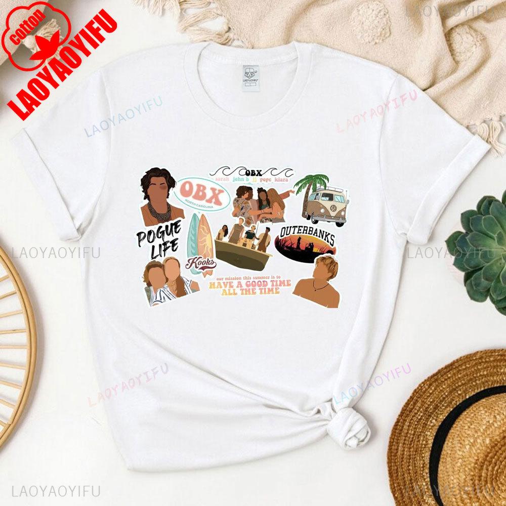 Ráj na Zemi Outer Banks Unisex Tričko Fanoušci seriálu Outer Banks Merchandise Letní dovolená Bavlněné tričko Plážové tričko Topy