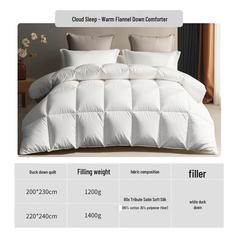 All-Season White Duck Down Duvet (70% Down)