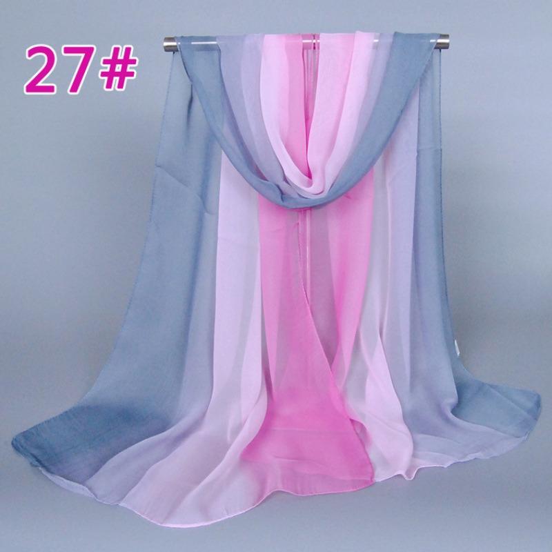 Supply imitation silk georgette silk scarf, popular bright and gradual change of color accessories scarf