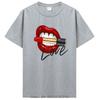 Women andunisex Tops O-neck Sexy Tees Kiss Lip Funny Summer Female Soft T-Shirt Lips Watercolor cotton T Shirt Fitness Clothing