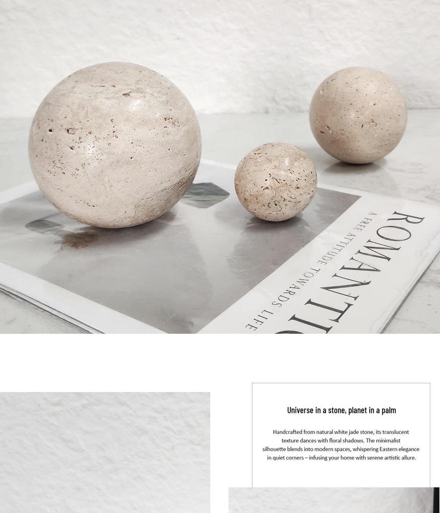 Mramorová kulatá koule - Minimalistická domácí dekorace do obývacího pokoje, na konferenční stolek, do ložnice a ke vchodu