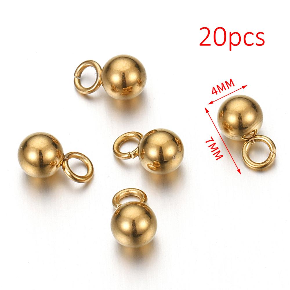 20-40pcs Stainless Steel Beads Solid Ball Charms for Necklace Bracelet Jewelry Making DIY Earrings Gold Bead Pendants