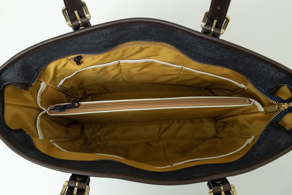 Tote Denim Tote Bag [Infis] [Denim Bag] (navy Blue, Black)