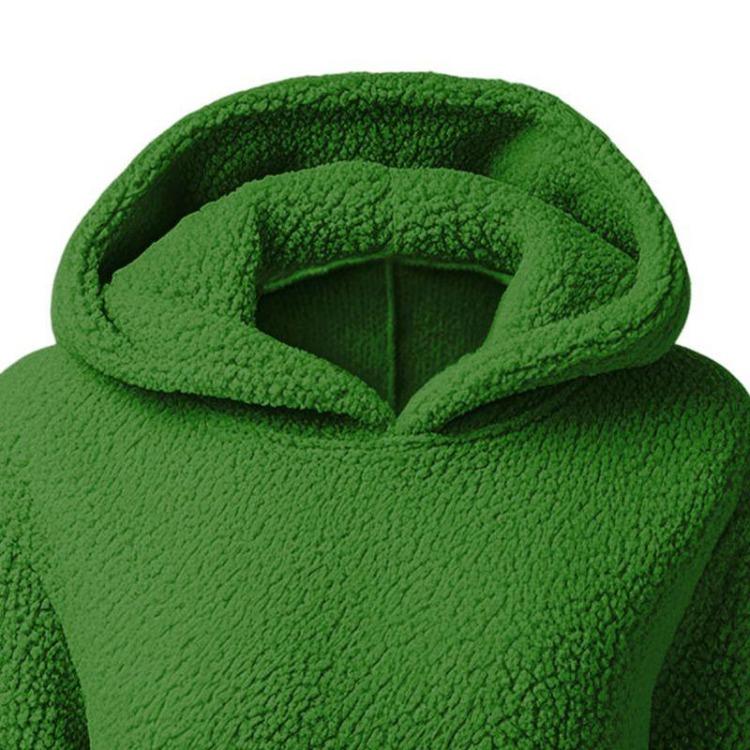 Womens Fleece Lined Hoodie Warm Pullover Solid Color Long Sleeve Hooded
