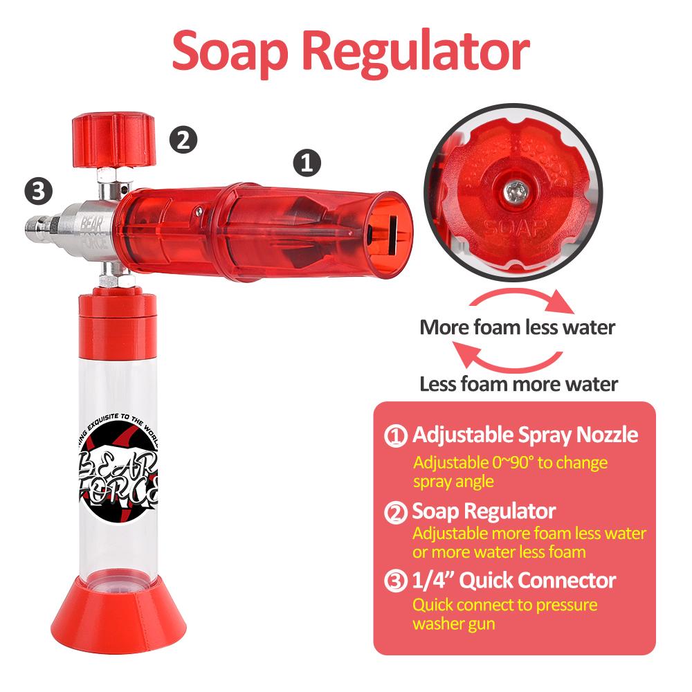 BEAR FORCE Mini Schaumkanone Pro mit Magnetfuß und 1/4 Schnellanschluss, Autowaschseifenspender für dicken Schaum