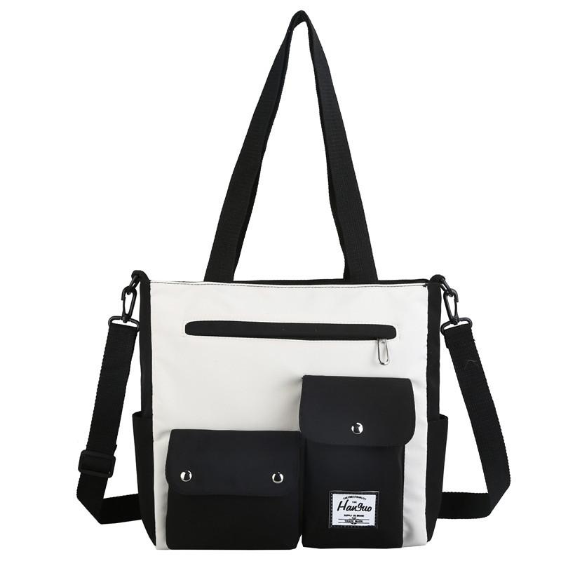 Magazine appendix bag, one shoulder double pocket, portable canvas, multi-pocket bag, crossbody, large capacity tote bag, small bag when going out.