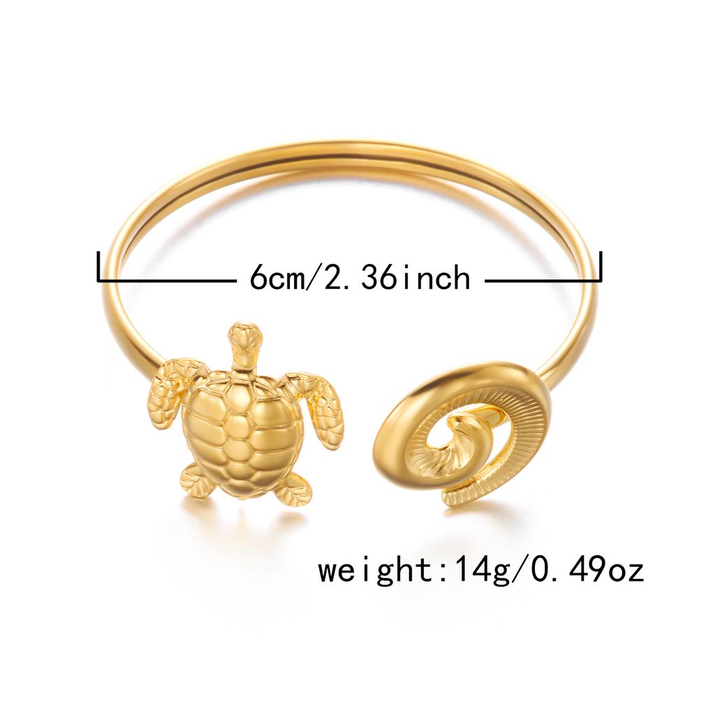Women's Dainty Spiral Stainless Steel Cuff Bracelets Multilayer Shell Starfish Open Bangle Summer Beach Jewelry Gift