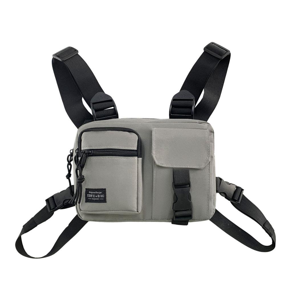 Large Capacity Double Shoulder Chest Bag Zipper Message Crossbody Pouch Men' S Vest Bag Daily
