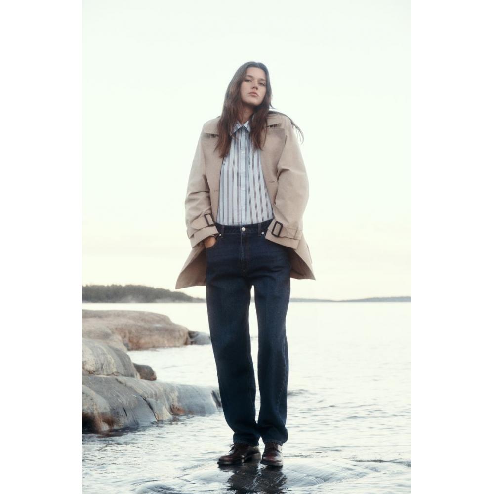 

H M Criss Leg Tapered Jeans Dark Denim Blue