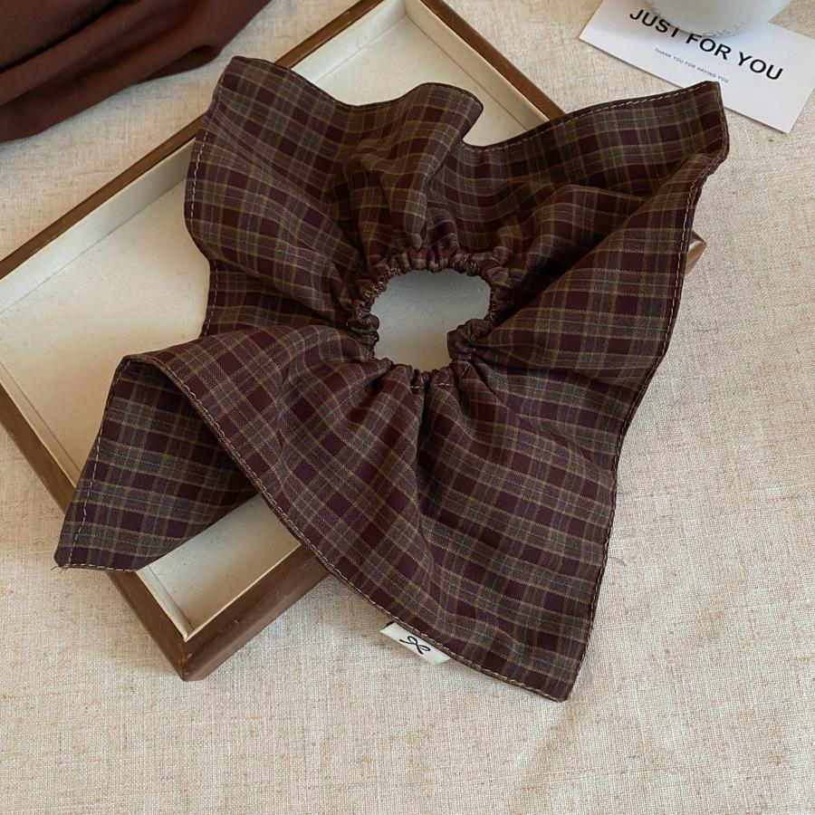 

Maillard retro fabric plaid large intestine hair band women s high ponytail hair rope Korean oversized hair accessories