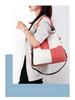 Trendy Women's Patchwork Canvas Tote and Crossbody Bag - Fashionable, Versatile, Color Block Design 2025.