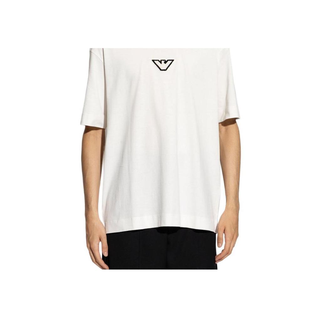 Emporio Armani Ss24 Eagle Logo Embroidered Crew Neck Short Sleeve T-Shirt Men Tops White 6D1TD7-1JOCZ-01C2