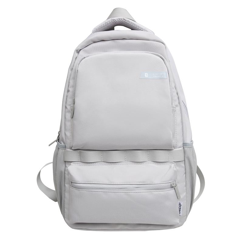 Men Solid Color Backpack Large Capacity Computer Bag Travel Couple Backpack Student Schoolbag