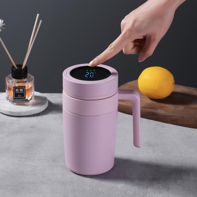 Smart Office Cup Stainless Steel Business Office Gift Cup Vacuum Double Layer Gift Cup with Handle