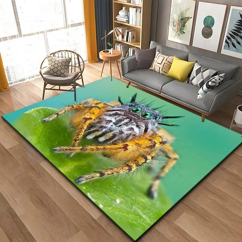 3D Spinne Krabbeln Tier Teppich Halloween Horror Matte Süßes oder Saures Teppiche Teenager Schlafzimmer Bodenmatte Festival Heimdeko Fußmatte