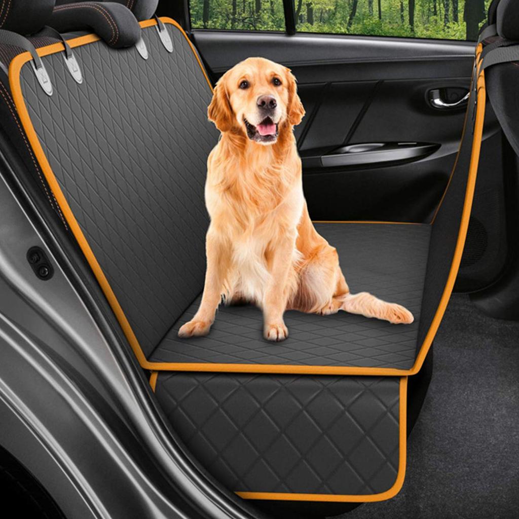 Dog Car Seat Cover Waterproof Scratch Proof Pet Seat Cover for Back Seat Cars Trucks SUVs Orange