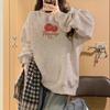 Female Spring Autumn Casual Sports O Neck Long Sleeve Oversize Tomato Printed Pullover Hoodies Sweatshirt Top