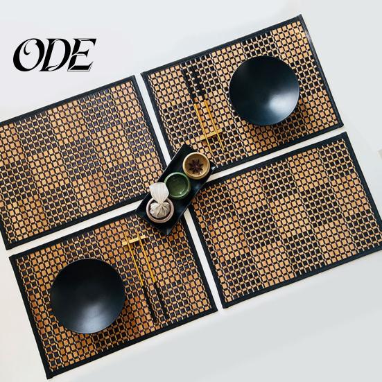 Natural Bamboo Table Mats Woven Placemat Retangle Shape Thickened Heat-Resistant Oil-Resistant Non-Slip Place Settings Parties Weddings Banquets