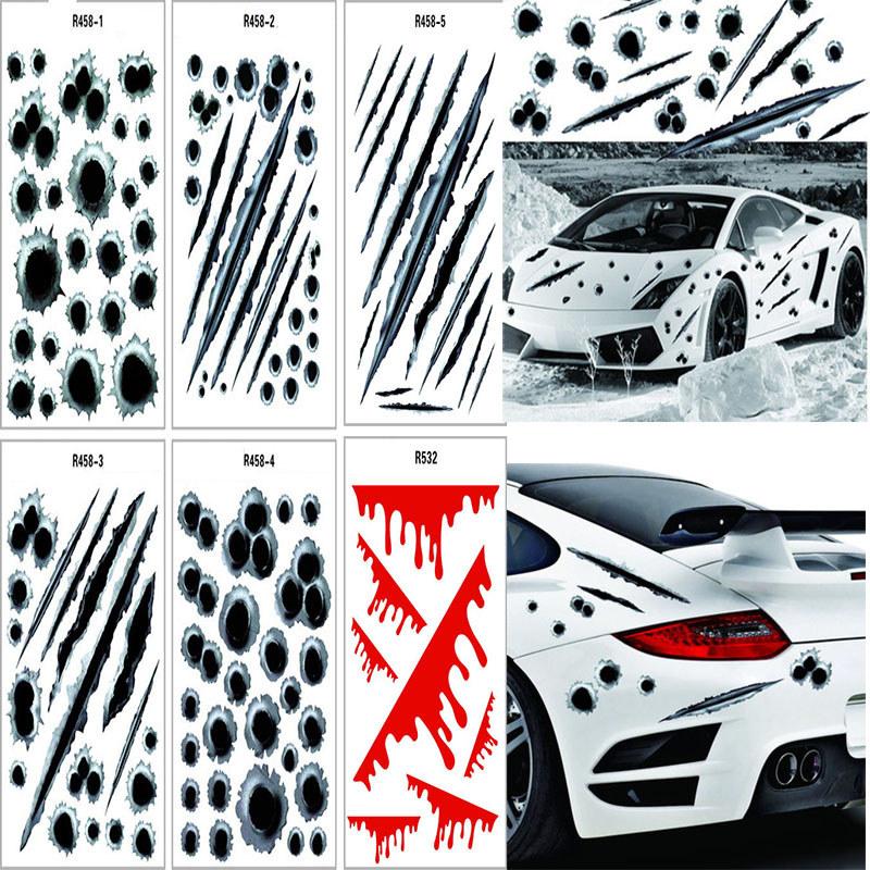 Stickers Side Car Auto Bullet Hole Motorcycle Decoration Sticker 3d Styling Car