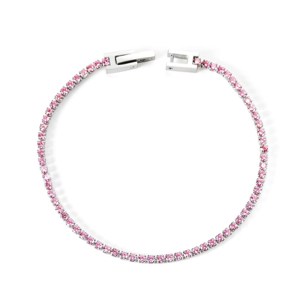 Fashion temperament zircon bracelet elegant light luxury versatile round colored diamond tennis bracelet jewelry women
