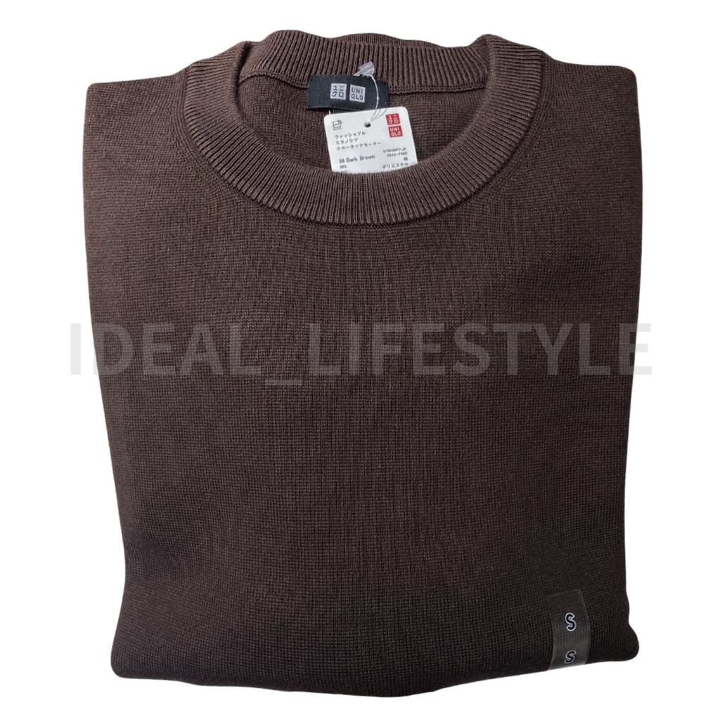 UNIQLO Washable Milano Ribbed Sweater S-4XL Long-Sleeve Crew-Neck Men 478548 NWT