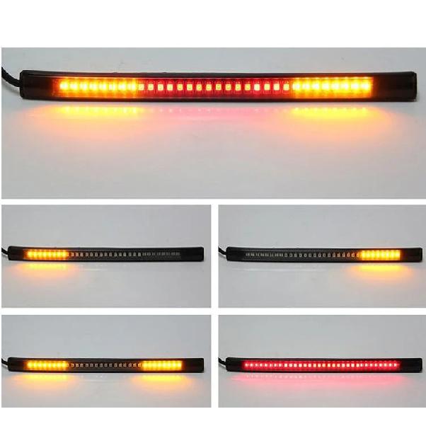 48 LED Luz Universal Flexible Motorcycle Light Strip Tail Motorcycle Parts Brake Stop Turn Signal Led Lights for Motorcycle Red yellow double color