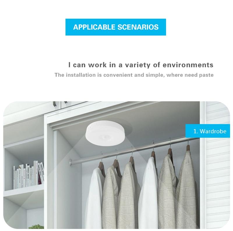 PIR Motion Sensor LED Night Light USB Rechargeable Dimmable Night Lamp for Bedroom Kitchen Cabinet Light Wireless Closet Light