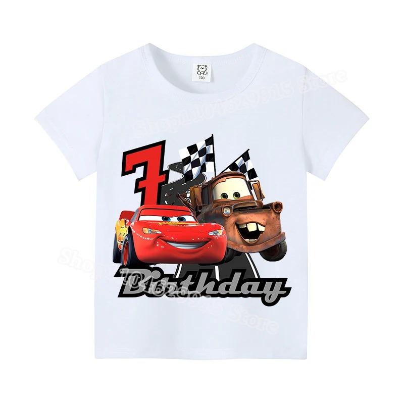 Summer Casual Cartoon Lightning McQueen Short Sleeve Tshirt Kawaii Anime Comfortable Fashion Clothes for Children Boys Girls