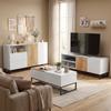 Sideboard Modern Storage Cabinet with 2 Soft-Close Doors and 2 Drawers 140x40x85 Cm, White