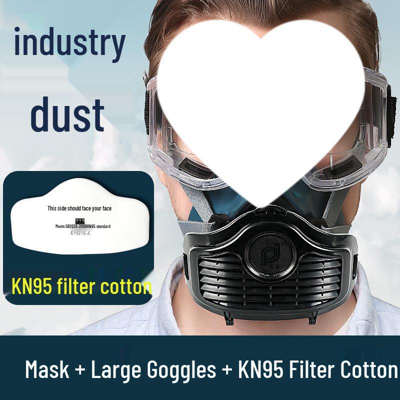 Full Face Dustproof Protective Mask for Industrial Use with Breathing Filter and Cotton Decoration
