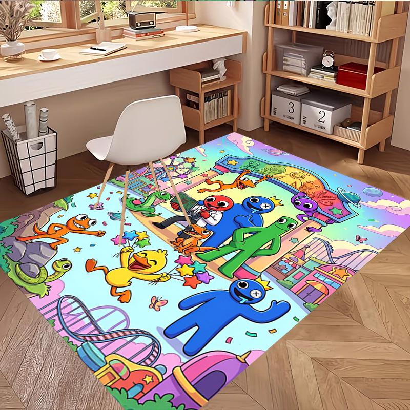 Game Rainbow Friends Print Rug, Washable Floor Carpet, For Entryway Dorm Laundry Room Office Study, Home Decor Birthday Christmas Gift