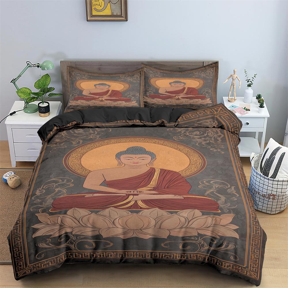 Buddha Print Bedding Set Meditation Duvet Covers With Pillow Cover Case Home Decor Bed Clothes Single Queen King Size Bedding