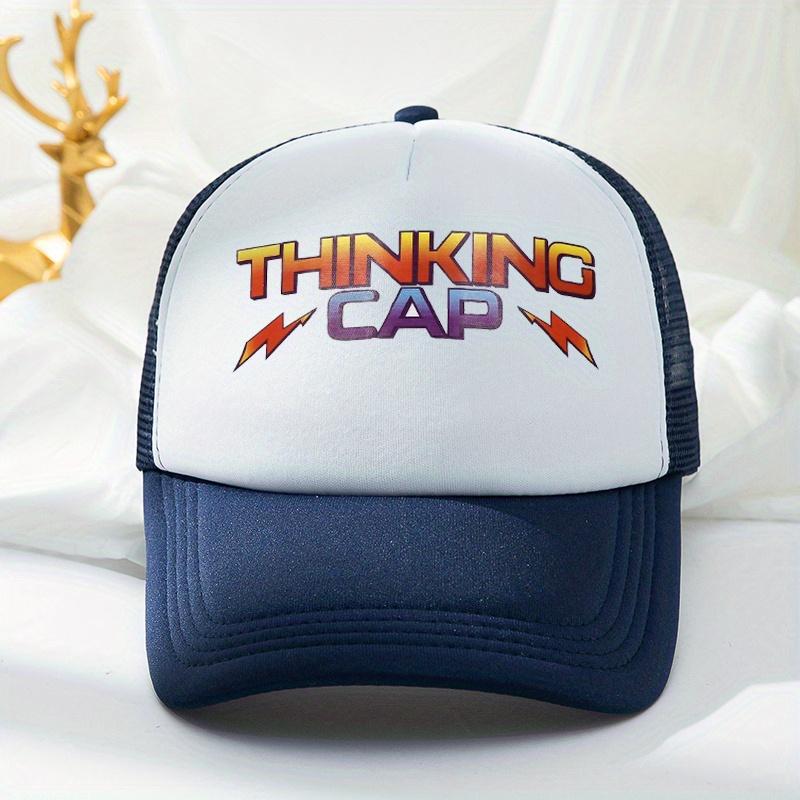 Thinking Cap Graphic Trucker Hat Retro Colorful Print Mesh Breathable Unisex Adult Outdoor Baseball Cap