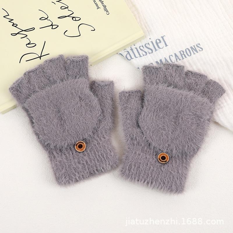 

Зимние теплые милые женские зимние плюшевые перчатки холодостойкие плюшевые утолщенные велосипедные вязаные перчатки