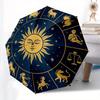 Golden Zodiac Signs Circular Wall Art Decor Umbrella, Cute Umbrella with Cute Design, Portable 3-Fold Compact Umbrella for Men & Women, Valentine's Da