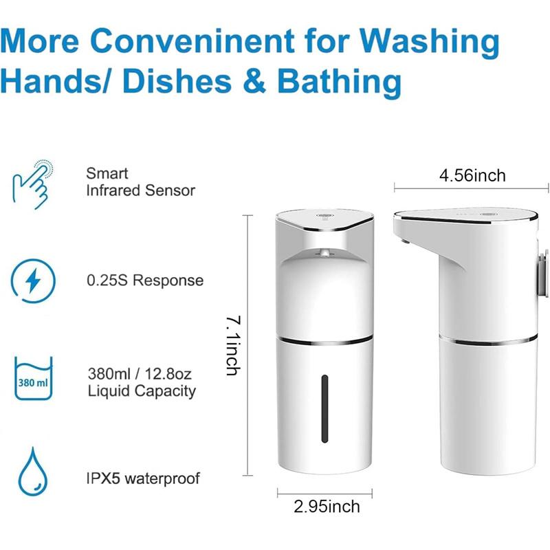 Automatic Foaming Soap Dispenser, 3 Level Adjustable Foam Wall Mount, Usb Rechargeable, Touchless Hand & Dish Soap Dispenser