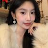 Exquisite Romantic Zircon Snowflake Tassel Dangle Earrings for Women Christmas Sweet Fashion Crystal Stud Earrings Jewelry Gifts