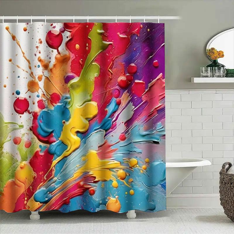Colorful Shower Curtain Bathroom Decor Art Print Polyester Waterproof Home Decoration Size Customizable