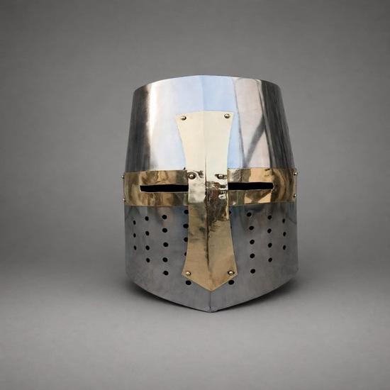 Templar Style Crusader Knight Helmet Medieval Steel Armor Replica , Gift for History Lovers
