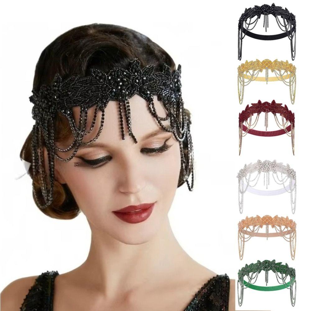 Shiny Flapper Headband Chain Tassel Korean Style Hair Band Bridal Headdress Stage Performance