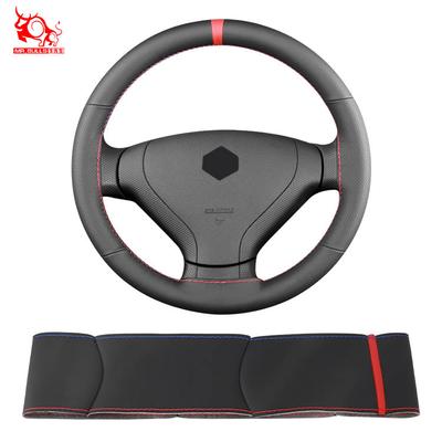 Best Quality Gloss Universal Hand Sewn Black Leather with Holes Steering Wheel Cover Designer