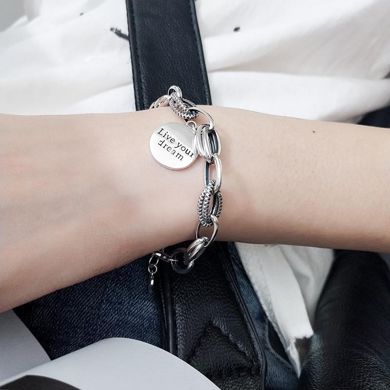 Korean Copper Dream Bracelet: Women s Retro Fashion Letter Wristband, Artistic Niche Jewelry Trend.