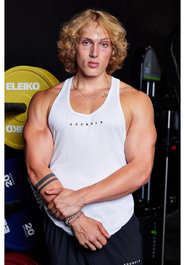 YoungLA Herren Slim-Fit Ärmelloses Schnelltrocknendes Muskel-Tanktop