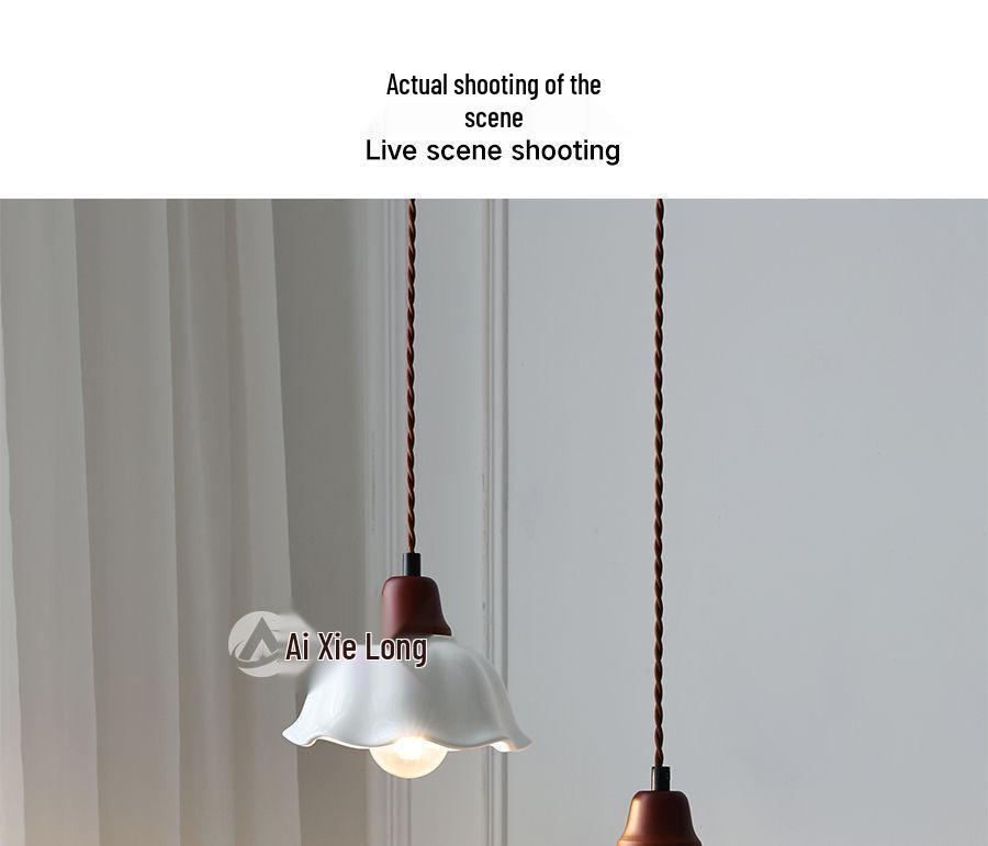 Japanese Wabi-Sabi Style Solid Wood Pendant Light for Dining Tables, Bars, Hallways, and Bedrooms - Nordic Ceramic Retro Design