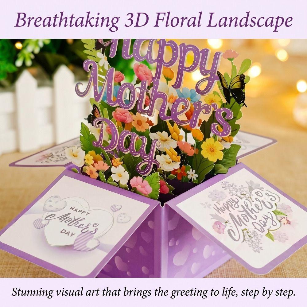 Butterfly 3D Mother's Day Card Flower Flower Pop Up Card Mom Greeting Card Mother's Day Gift