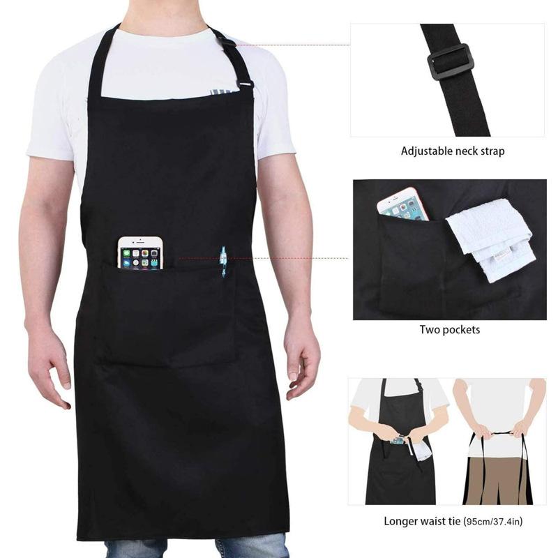 Plain Apron with Front Pocket Kitchen Cooking Craft Baking Black