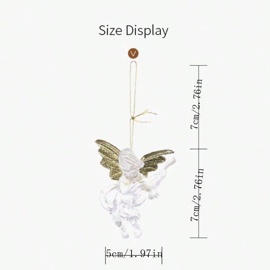 4Pcs/Pack Christmas Mini Angel Pendant Christmas Tree Ornament Wings Angel Pendant Transparent Acrylic Home Shop Decoration Window Pendant